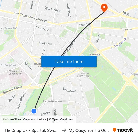 🏊🏻 Пк Спартак / Spartak Swimming Complex (0647) to Му Факултет По Обществено Здраве map
