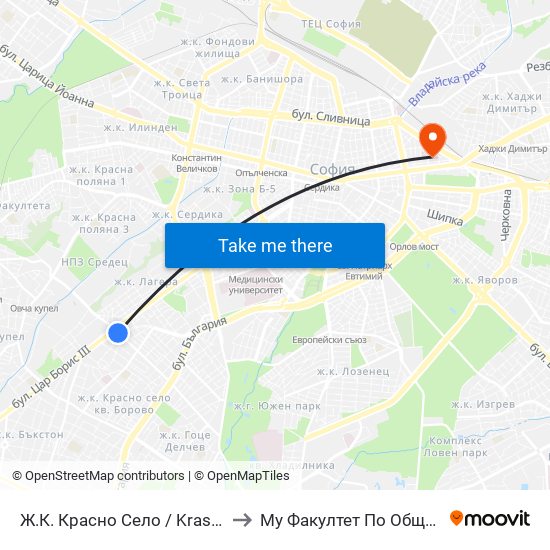 Ж.К. Красно Село / Krasno Selo Qr. (0637) to Му Факултет По Обществено Здраве map
