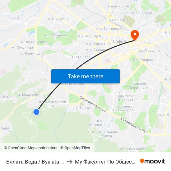 Бялата Вода / Byalata Voda (6063) to Му Факултет По Обществено Здраве map