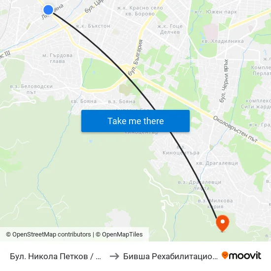 Бул. Никола Петков / Nikola Petkov Blvd. (0347) to Бившa Рехабилитационна База ""Драгалевци"" map