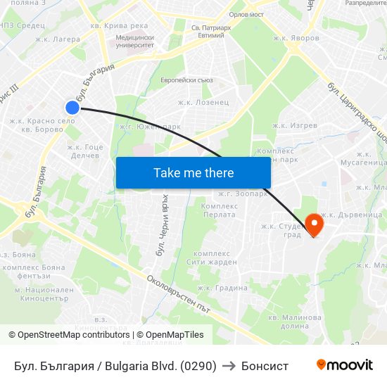 Бул. България / Bulgaria Blvd. (0290) to Бонсист map
