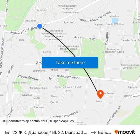 Бл. 22 Ж.К. Дианабад / Bl. 22, Dianabad Qr. (0124) to Бонсист map