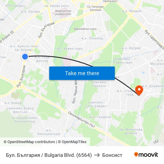 Бул. България / Bulgaria Blvd. (6564) to Бонсист map