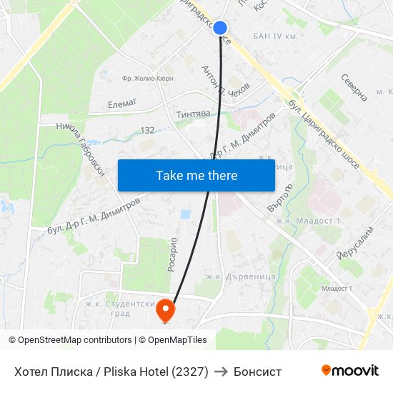 Хотел Плиска / Pliska Hotel (2327) to Бонсист map