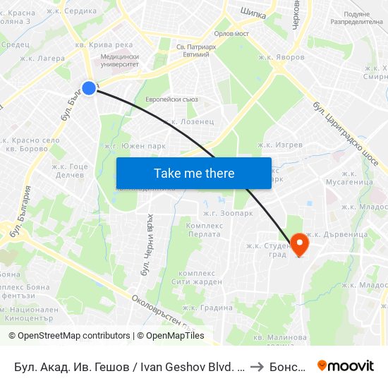 Бул. Акад. Ив. Гешов / Ivan Geshov Blvd. (2804) to Бонсист map