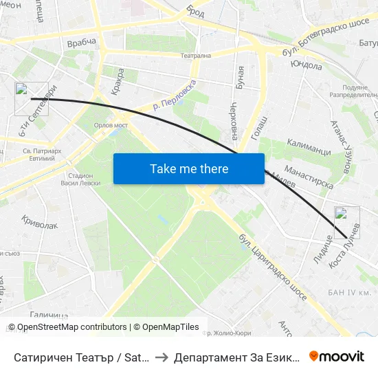 Сатиричен Театър / Satirical Theatre (1501) to Департамент За Езиково Обучение - Ичс map