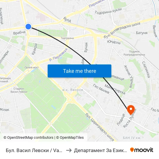 Бул. Васил Левски / Vasil Levski Blvd. (0297) to Департамент За Езиково Обучение - Ичс map