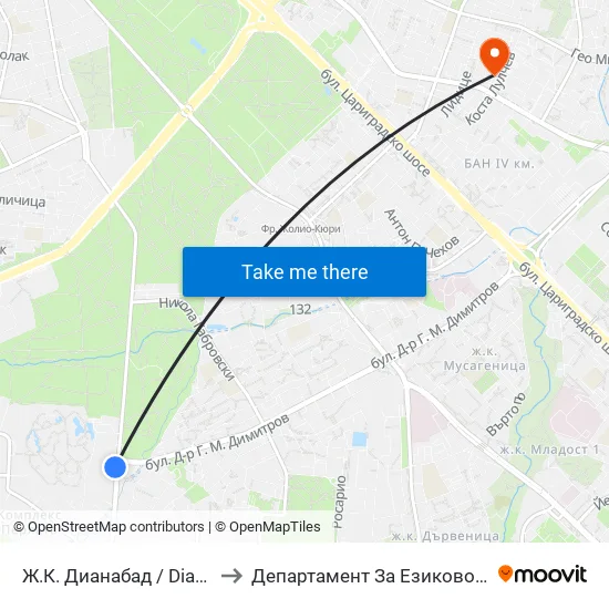 Ж.К. Дианабад / Dianabad (0602) to Департамент За Езиково Обучение - Ичс map
