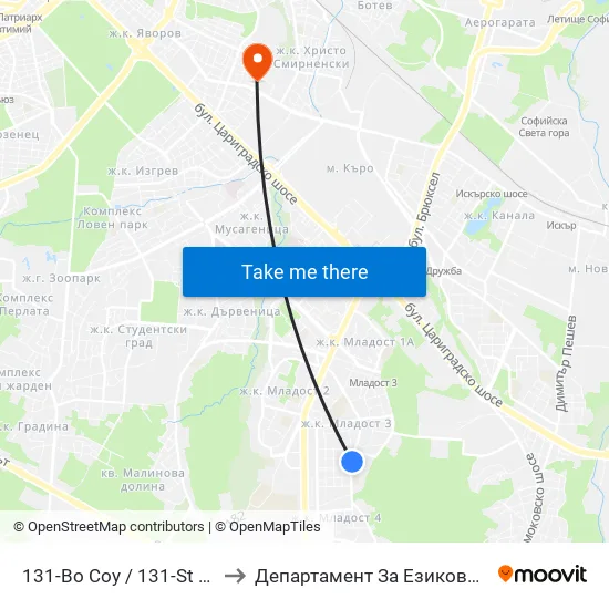 131-Во Соу / 131-St School (0009) to Департамент За Езиково Обучение - Ичс map
