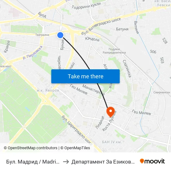 Бул. Мадрид / Madrid Blvd. (0338) to Департамент За Езиково Обучение - Ичс map
