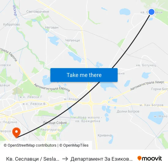 Кв. Сеславци / Seslavtsi Qr. (0898) to Департамент За Езиково Обучение - Ичс map