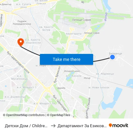 Детски Дом / Children’S Home (0527) to Департамент За Езиково Обучение - Ичс map