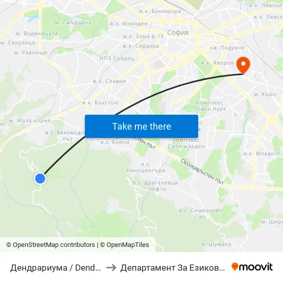 Дендрариума / Dendrariuma (6566) to Департамент За Езиково Обучение - Ичс map