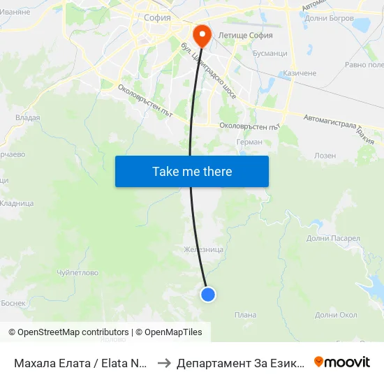 Махала Елата / Elata Neighbourhood (0562) to Департамент За Езиково Обучение - Ичс map