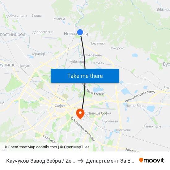 👋 Каучуков Завод Зебра / Zebra Caouchouc Factory (0798) to Департамент За Езиково Обучение - Ичс map