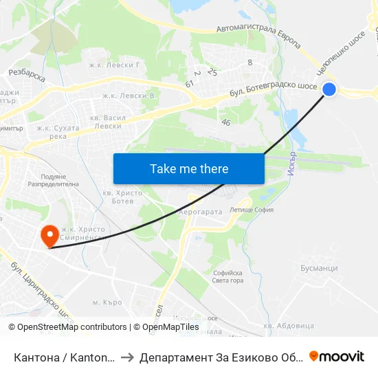 Кантона / Kantona (0787) to Департамент За Езиково Обучение - Ичс map