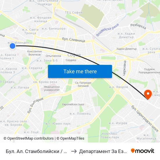 Бул. Ал. Стамболийски / Al. Stamboliyski Blvd. (0281) to Департамент За Езиково Обучение - Ичс map