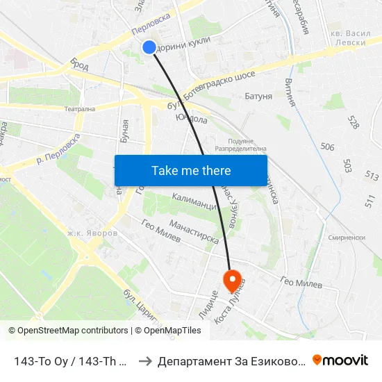 143-То Оу / 143-Th School (2396) to Департамент За Езиково Обучение - Ичс map