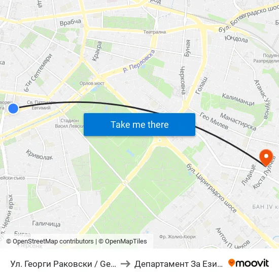 Ул. Георги Раковски / Georgi Rakovsky St. (1886) to Департамент За Езиково Обучение - Ичс map