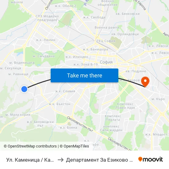 Ул. Каменица / Kamenitsa St. to Департамент За Езиково Обучение - Ичс map