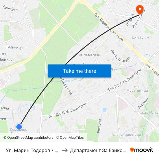 Ул. Марин Тодоров / Marin Todorov St. to Департамент За Езиково Обучение - Ичс map