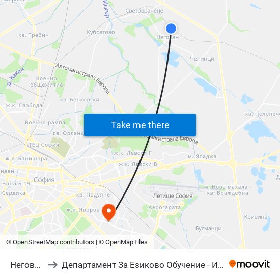 Негован to Департамент За Езиково Обучение - Ичс map