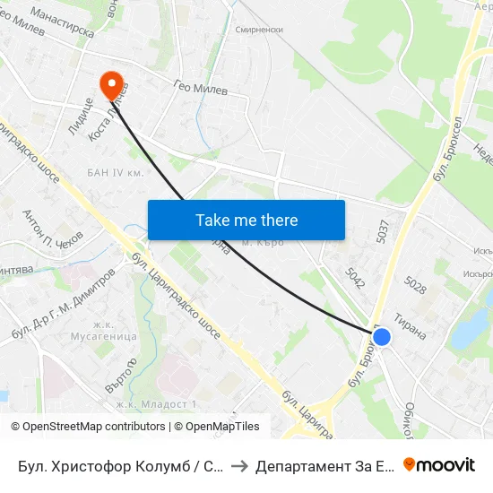 Бул. Христофор Колумб / Christopher Columbus Blvd. (0578) to Департамент За Езиково Обучение - Ичс map