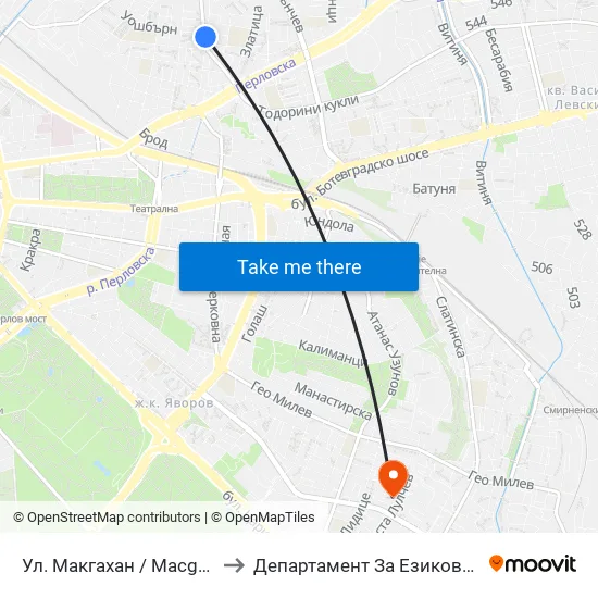 Ул. Макгахан / Macgahan St. (2040) to Департамент За Езиково Обучение - Ичс map