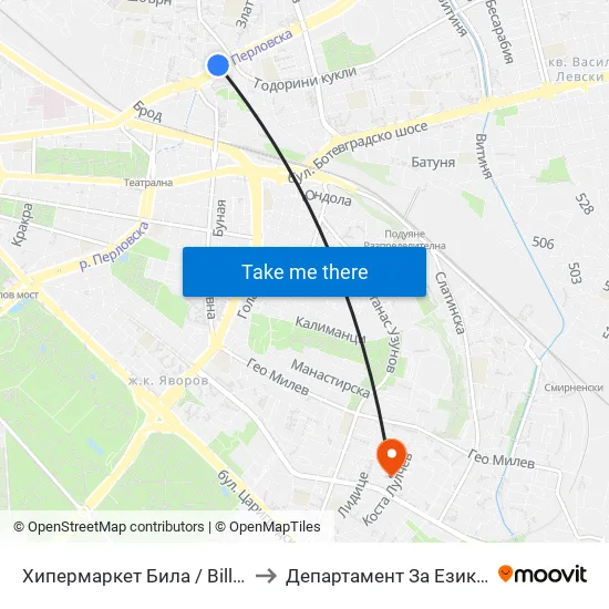Ⓜ️ Метростанция Хаджи Димитър / Hadzhi Dimitar Metro Station (2108) to Департамент За Езиково Обучение - Ичс map