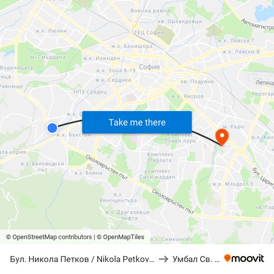 Бул. Никола Петков / Nikola Petkov Blvd. (0350) to Умбал Св. Анна map