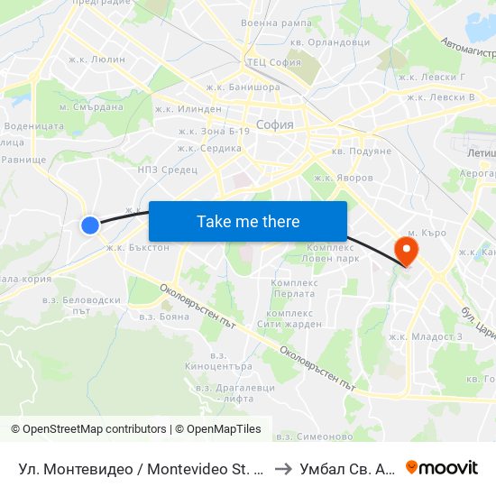 Ул. Монтевидео / Montevideo St. (2050) to Умбал Св. Анна map