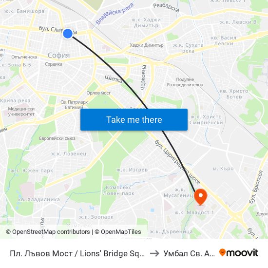 Пл. Лъвов Мост / Lions' Bridge Sq. (1278) to Умбал Св. Анна map