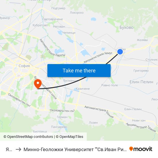 Яна to Минно-Геоложки Университет ""Св.Иван Рилски"" map