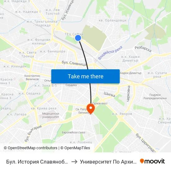 🏢 Капитол Резидънс / Capitol Residence (0065) to Университет По Архитектура, Строителство И Геодезия - Ректорат map