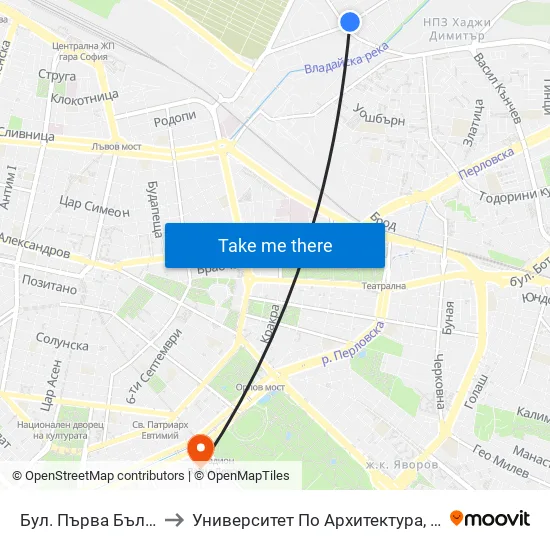 Бул. Първа Българска Армия (6382) to Университет По Архитектура, Строителство И Геодезия - Ректорат map