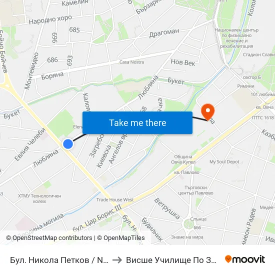 Бул. Никола Петков / Nikola Petkov Blvd. (0346) to Висше Училище По Застраховане И Финанси map
