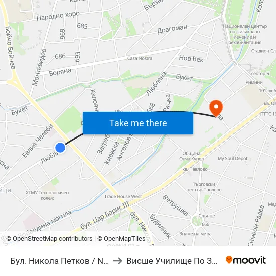 Бул. Никола Петков / Nikola Petkov Blvd. (0345) to Висше Училище По Застраховане И Финанси map