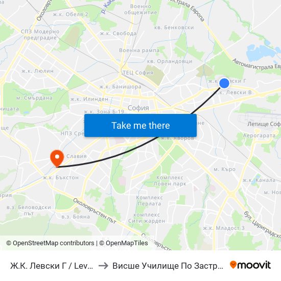 Ж.К. Левски Г / Levski G Qr. (0660) to Висше Училище По Застраховане И Финанси map