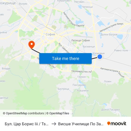 Бул. Цар Борис Ііі / Tsar Boris III Blvd. (2244) to Висше Училище По Застраховане И Финанси map
