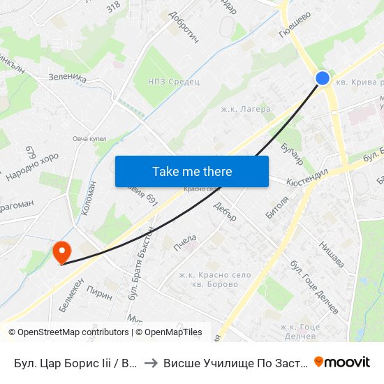 Бул. Цар Борис Ііі / Boris III Blvd. (0389) to Висше Училище По Застраховане И Финанси map
