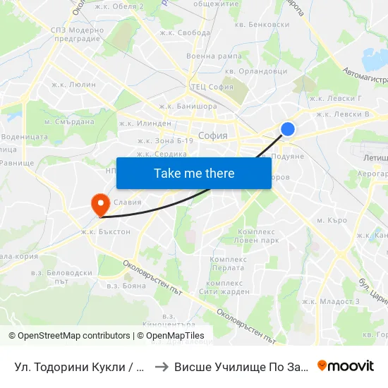 Ул. Тодорини Кукли / Todorini Kukli St. (2214) to Висше Училище По Застраховане И Финанси map