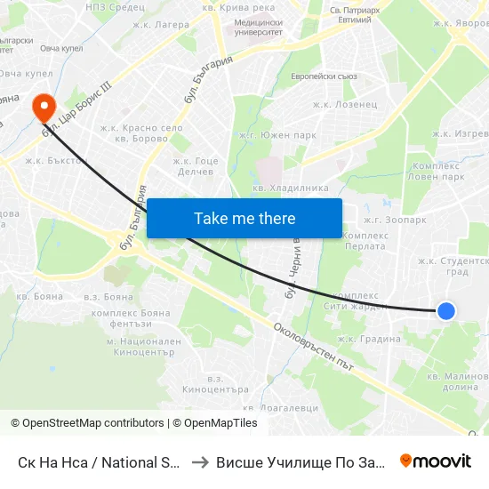 Ск На Нса / National Sports Academy (1606) to Висше Училище По Застраховане И Финанси map