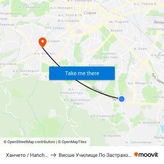 Ханчето / Hancheto (2300) to Висше Училище По Застраховане И Финанси map