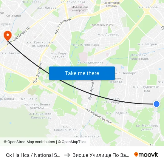 Ск На Нса / National Sports Academy (1607) to Висше Училище По Застраховане И Финанси map