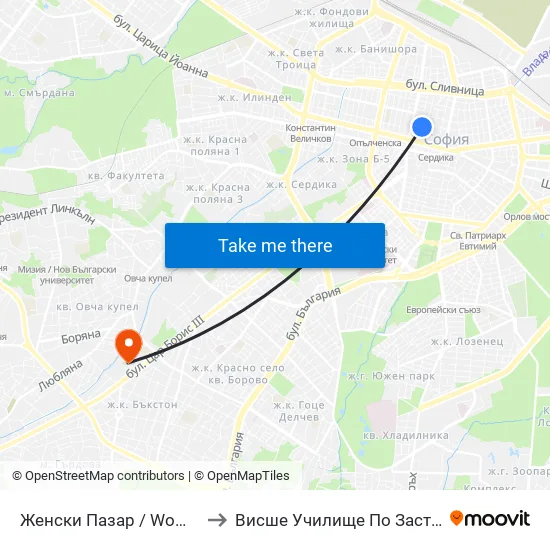 Женски Пазар / Women’S Market (0379) to Висше Училище По Застраховане И Финанси map