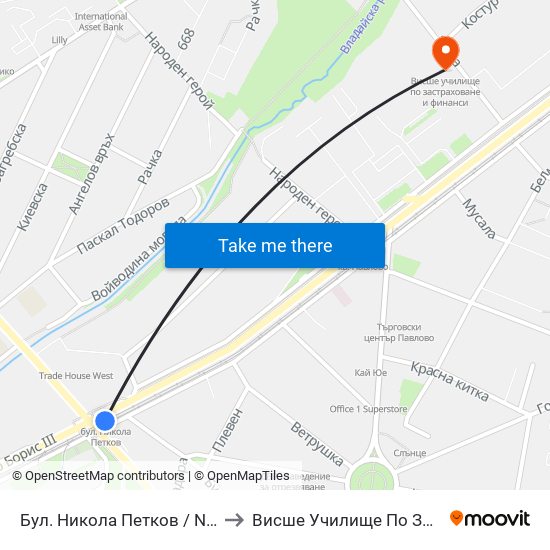 Бул. Никола Петков / Nikola Petkov Blvd. (0348) to Висше Училище По Застраховане И Финанси map
