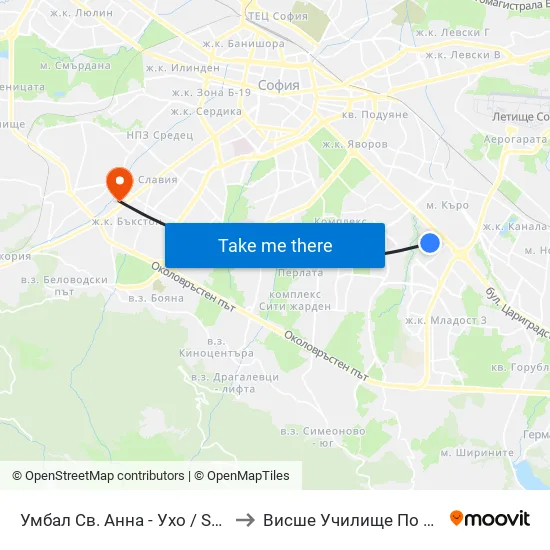 Умбал Св. Анна - Ухо / St. Anna Hospital - Loop (1197) to Висше Училище По Застраховане И Финанси map