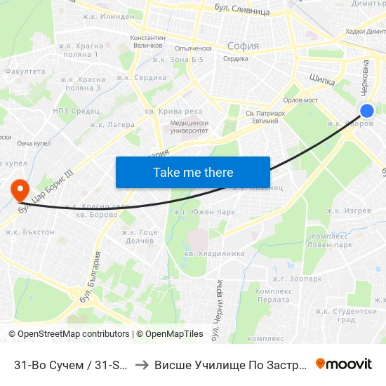 31-Во Сучем / 31-St School (0092) to Висше Училище По Застраховане И Финанси map