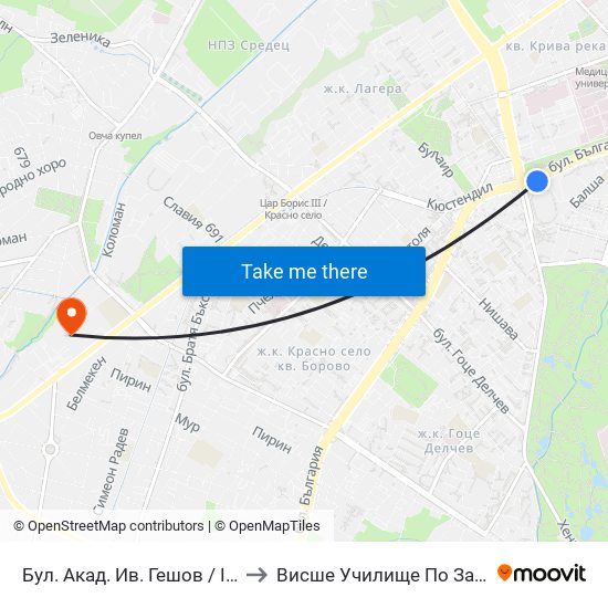 Бул. Акад. Ив. Гешов / Ivan Geshov Blvd. (0268) to Висше Училище По Застраховане И Финанси map