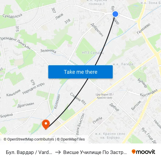 Бул. Вардар / Vardar Blvd. (0293) to Висше Училище По Застраховане И Финанси map